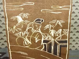 アンティーク　色紙に時代人物模様男物長襦袢